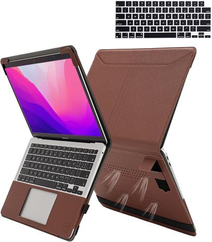 حافظة جلدية TYTX متوافقة مع جهاز MacBook Pro 14 بوصة 2023 2022 2021 الإصدار M3 A2918 A2992 M2 A2779 M1 A2442 Pro Max Chip غطاء الكمبيوتر المحمول مع فتحات تهوية ووظيفة الوقوف مع غطاء لوحة المفاتيح، أزرق فاتح in Kuwait