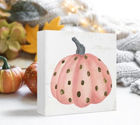 سقوط علامات خشبية ديكور سقوط أوراق اليقطين حصاد الخريف عيد الشكر الموسمية صندوق خشبي تسجيل ديكور مكتب، ريفي سقوط كتلة خشبية علامة للمنزل مزرعة جدار الطاولة الجرف ديكور 5x5 بوصة in Kuwait