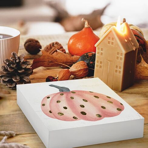 سقوط علامات خشبية ديكور سقوط أوراق اليقطين حصاد الخريف عيد الشكر الموسمية صندوق خشبي تسجيل ديكور مكتب، ريفي سقوط كتلة خشبية علامة للمنزل مزرعة جدار الطاولة الجرف ديكور 5x5 بوصة in Kuwait