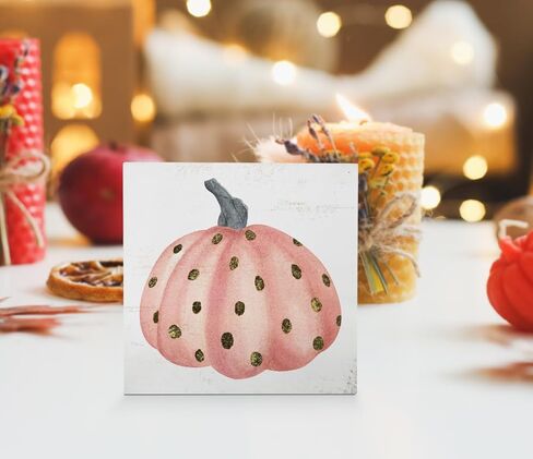 سقوط علامات خشبية ديكور سقوط أوراق اليقطين حصاد الخريف عيد الشكر الموسمية صندوق خشبي تسجيل ديكور مكتب، ريفي سقوط كتلة خشبية علامة للمنزل مزرعة جدار الطاولة الجرف ديكور 5x5 بوصة in Kuwait