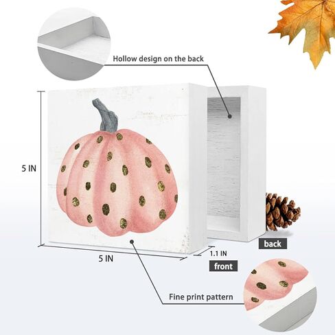 سقوط علامات خشبية ديكور سقوط أوراق اليقطين حصاد الخريف عيد الشكر الموسمية صندوق خشبي تسجيل ديكور مكتب، ريفي سقوط كتلة خشبية علامة للمنزل مزرعة جدار الطاولة الجرف ديكور 5x5 بوصة in Kuwait