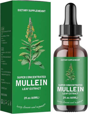 Mullein Leaf Extract for Lungs Support Lung Cleanse and Respiratory Function for Healthy Breathing,Natural Supplement, Tincture Drops | Non-GMO, Vegetarian 1Pack in Saudi Arabia