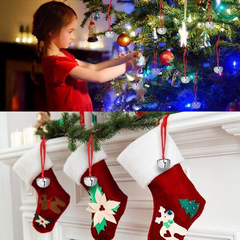 Lyrow 4 Set Santa Sleigh Bell Gift Set Christmas Boxes, Tags, Tickets Believe Bell Ornament Christmas Sleigh Bell with Red Ribbon Red Velvet Bag Christmas Tree Home Decor Holiday Keepsake in Saudi Arabia