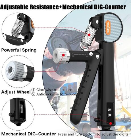 Hand Grip Strengthener Adjustable Resistance 5KG-60KG/11LBS-132LBS Forearm Exerciser Workout Multipurpose Grip with Stainless Steel Spring for Strong Wrists, Fingers, Forearm, Hands in Saudi Arabia