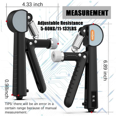 Hand Grip Strengthener Adjustable Resistance 5KG-60KG/11LBS-132LBS Forearm Exerciser Workout Multipurpose Grip with Stainless Steel Spring for Strong Wrists, Fingers, Forearm, Hands in Saudi Arabia
