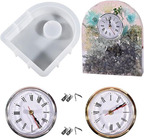Allazone Clock Casting Molds, Hexagon Desk Clocks Silicone Molds for Resin with 2 Clock Movement Accessories for DIY Craft Home Decor in Saudi Arabia