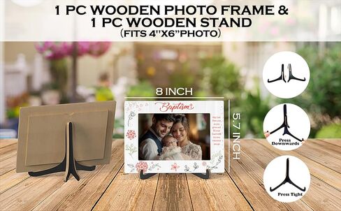 Baptism Photo Frame - Baby Baptism Wooden Desktop Picture Frame with Stand - Newborn Baby Boy Religious Gift - Christening Gifts from Grandparents Friends -A29 in Saudi Arabia