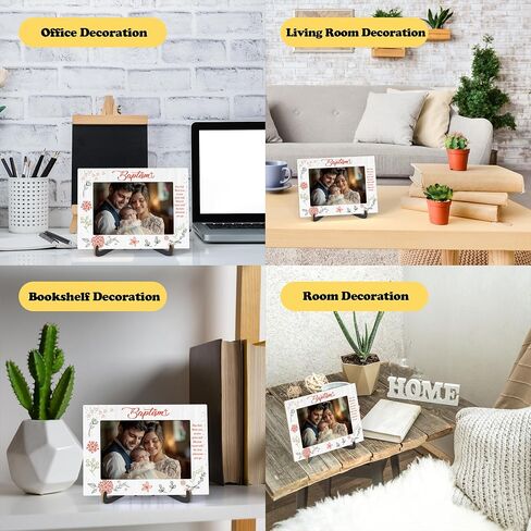 Baptism Photo Frame - Baby Baptism Wooden Desktop Picture Frame with Stand - Newborn Baby Boy Religious Gift - Christening Gifts from Grandparents Friends -A29 in Saudi Arabia
