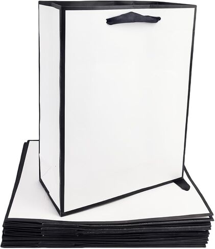 TKSBAG Gift Bags Medium Size with Handles, 12 Pack 11.3 x 8.6 x 3.9 Thank You Gift Bags, White Gift Wrap Paper Bags for Wedding, Birthday, Graduation, Bridal shower, Baby shower Father's Day in Saudi Arabia