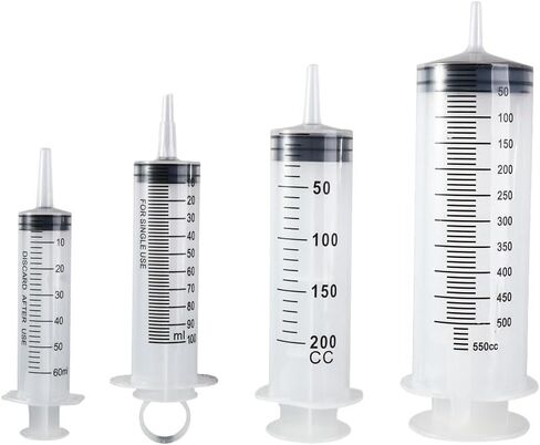 Vctitil 4Pcs Large Syringes Without Needle,Plastic Liquid Syringe for Scientific Labs,Watering Plants,Feed Pets,Oil or Glue Applicator (60/100/200/500ml? in Saudi Arabia