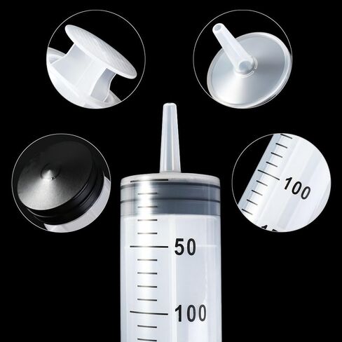 Vctitil 4Pcs Large Syringes Without Needle,Plastic Liquid Syringe for Scientific Labs,Watering Plants,Feed Pets,Oil or Glue Applicator (60/100/200/500ml? in Saudi Arabia