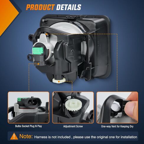 Nilight Fog Light Assembly Compatible with 2002 2003 2004 Toyota Camry 2005 2006 2007 2008 Corolla 2002 2003 Solara Fog Lamp Replacement Clear Lens with 9006 12V 55W Bulbs, 2 Years Warranty in Saudi Arabia