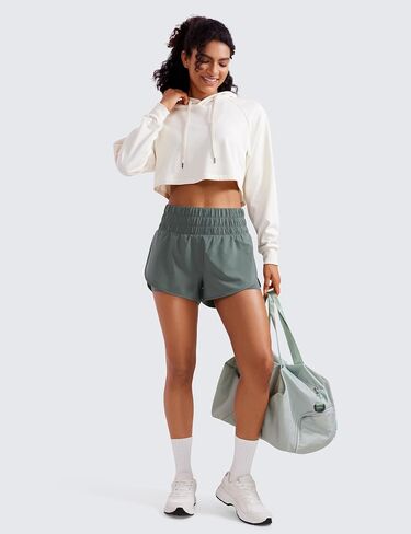 CRZ YOGA 2 in 1 High Waisted Running Shorts for Women 3" - Split Breathable Athletic Tennis Gym Workout Shorts with Pockets in Saudi Arabia