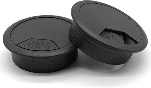 أغطية فتحات كابل سلك مكتب مقاس 2 بوصة - قطعتان لمنظم سلك كابل مكتب الكمبيوتر المكتبي، غطاء بلاستيكي (أسود) in Kuwait