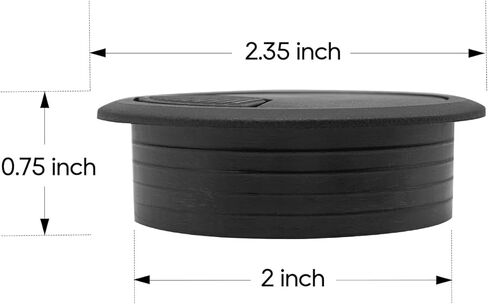 أغطية فتحات كابل سلك مكتب مقاس 2 بوصة - قطعتان لمنظم سلك كابل مكتب الكمبيوتر المكتبي، غطاء بلاستيكي (أسود) in Kuwait