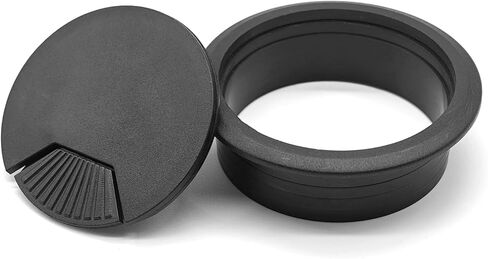 أغطية فتحات كابل سلك مكتب مقاس 2 بوصة - قطعتان لمنظم سلك كابل مكتب الكمبيوتر المكتبي، غطاء بلاستيكي (أسود) in Kuwait