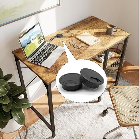 أغطية فتحات كابل سلك مكتب مقاس 2 بوصة - قطعتان لمنظم سلك كابل مكتب الكمبيوتر المكتبي، غطاء بلاستيكي (أسود) in Kuwait