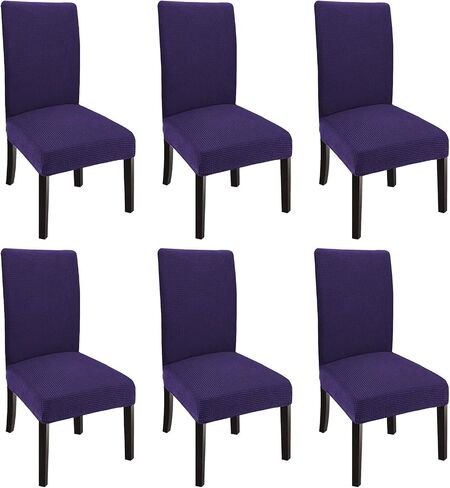 Dining Chair Covers Set of 6, Removable Washable Chair Covers for Parson Dining Chairs, Stretch Slipcovers for Dining Room,Hotel, Banquet Use (Lavender Purple PopcornFabric, Set of 6) in Saudi Arabia