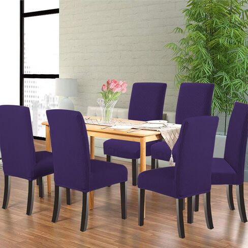 Dining Chair Covers Set of 6, Removable Washable Chair Covers for Parson Dining Chairs, Stretch Slipcovers for Dining Room,Hotel, Banquet Use (Lavender Purple PopcornFabric, Set of 6) in Saudi Arabia