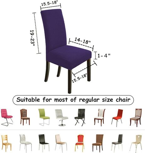 Dining Chair Covers Set of 6, Removable Washable Chair Covers for Parson Dining Chairs, Stretch Slipcovers for Dining Room,Hotel, Banquet Use (Lavender Purple PopcornFabric, Set of 6) in Saudi Arabia