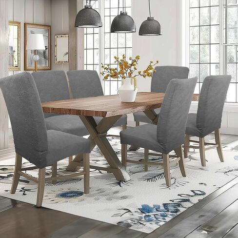 Dining Chair Covers Set of 6, Removable Washable Chair Covers for Parson Dining Chairs, Stretch Slipcovers for Dining Room,Hotel, Banquet Use (Lavender Purple PopcornFabric, Set of 6) in Saudi Arabia