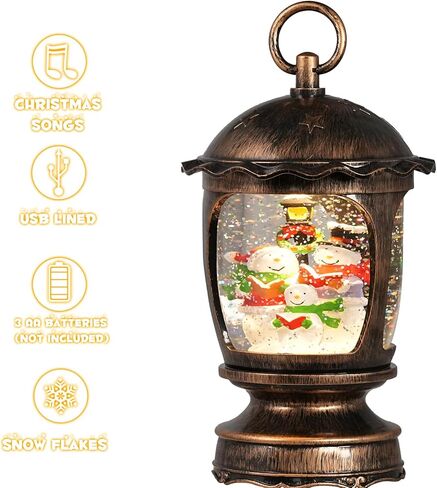 Snow Globe Christmas, Lighted Christmas Snow Globes with Snowman, Musical Snow Globe Lantern with Swirling Glitter, Christmas Decor Holiday Party Gifts(Snowman) in Saudi Arabia