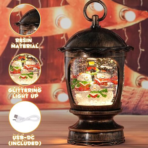 Snow Globe Christmas, Lighted Christmas Snow Globes with Snowman, Musical Snow Globe Lantern with Swirling Glitter, Christmas Decor Holiday Party Gifts(Snowman) in Saudi Arabia