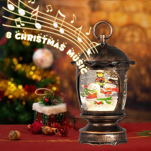 Snow Globe Christmas, Lighted Christmas Snow Globes with Snowman, Musical Snow Globe Lantern with Swirling Glitter, Christmas Decor Holiday Party Gifts(Snowman) in Saudi Arabia