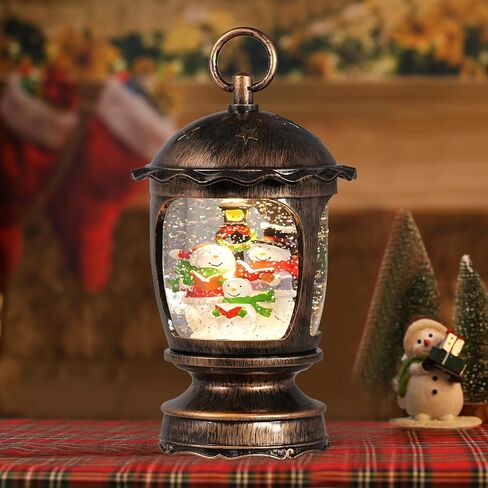 Snow Globe Christmas, Lighted Christmas Snow Globes with Snowman, Musical Snow Globe Lantern with Swirling Glitter, Christmas Decor Holiday Party Gifts(Snowman) in Saudi Arabia