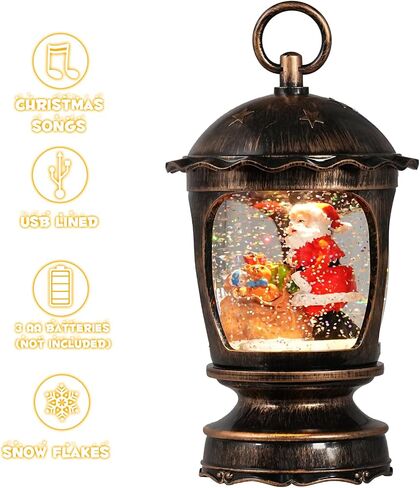 Snow Globe Christmas, Lighted Christmas Snow Globes with Snowman, Musical Snow Globe Lantern with Swirling Glitter, Christmas Decor Holiday Party Gifts(Snowman) in Saudi Arabia
