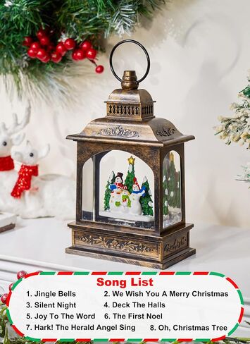 Brightown Musical Christmas Snow Globe Lantern, 10" Lighted USB or Battery Operated Snow Globe with Swirling Glitter, Snowman Snow Globes for Women Gifts for Mom Grandma Kids Coworkers in Saudi Arabia