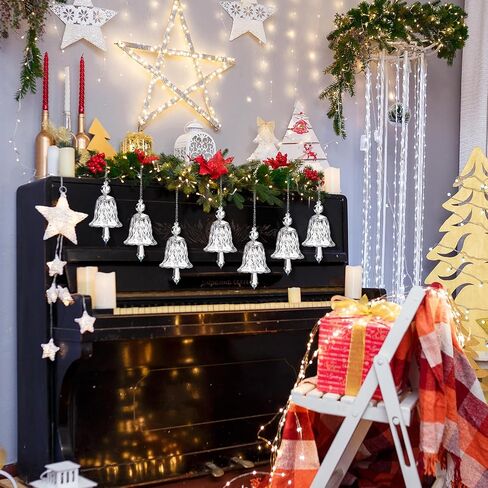 Maxcheck 4 Packs Christmas Bell Ornaments Glittering Christmas Ornaments Christmas Tree Crystal Glass Bell Charms Gifts for Christmas Xmas Tree Window Room Wedding Decoration(Red and Green) in Kuwait