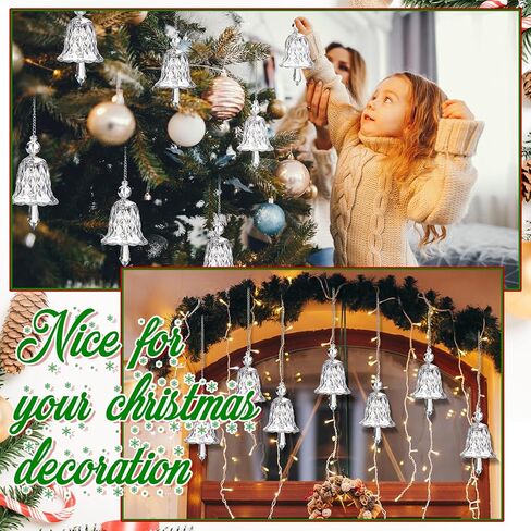 Maxcheck 4 Packs Christmas Bell Ornaments Glittering Christmas Ornaments Christmas Tree Crystal Glass Bell Charms Gifts for Christmas Xmas Tree Window Room Wedding Decoration(Red and Green) in Kuwait