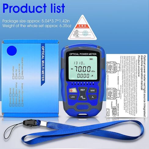 مقياس الطاقة الضوئية الأزرق A-M7 -70~+10dbm 3 في 1 جهاز اختبار شبكة RJ45 المدمج بإضاءة LED SC/FC/ST واجهة عالمية مع محول FC ذكر إلى LC أنثى اختبار الكابلات الضوئية مقياس الطاقة OPM in Kuwait