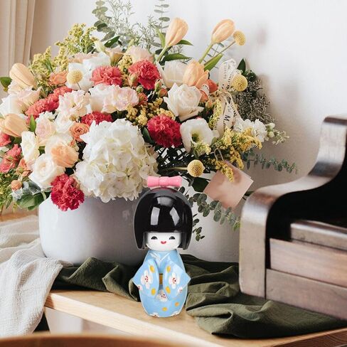 STOBAZA Japanese Wood Kimonos Doll: 2pcs Asian Geisha Doll Kimono Girl Statues Cute Asian Dolls Japanese Art Collectible Figurines for Home Office Bedroom Decorations in Kuwait
