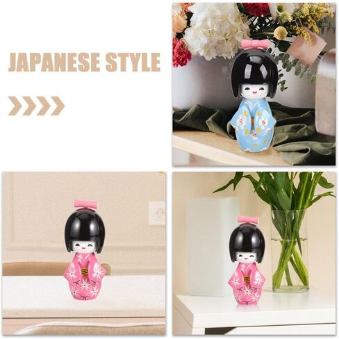 STOBAZA Japanese Wood Kimonos Doll: 2pcs Asian Geisha Doll Kimono Girl Statues Cute Asian Dolls Japanese Art Collectible Figurines for Home Office Bedroom Decorations in Kuwait