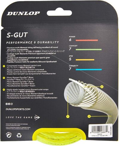 Dunlop Sports S-Gut 17G Tennis String, Red, 1 Set in Saudi Arabia