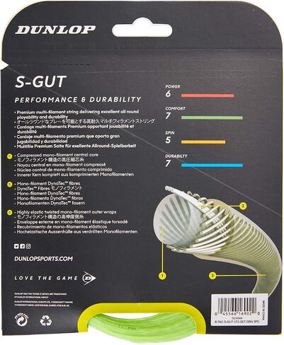 Dunlop Sports S-Gut 17G Tennis String, Red, 1 Set in Saudi Arabia