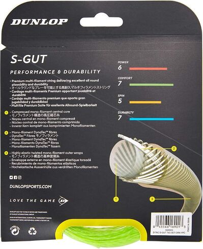 Dunlop Sports S-Gut 17G Tennis String, Red, 1 Set in Saudi Arabia