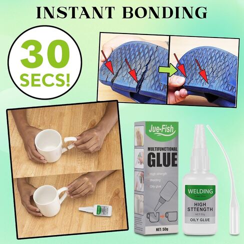 Welding High-Strength Oily Glue,Jue-Fish Glue Universal Super Glue Gel,Strong & Instant Bond,Quick Dry,Repair Glue for Shoes,Ceramics, Porcelain, Metal, Plastic, Wood, Leather, Glass (50g/1pcs) (3) in Saudi Arabia