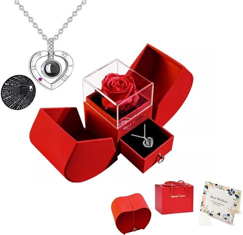 Mothers Day Gifts,Forever Flowers Gifts for Women, Mom, Grandma,Girlfriend,Wife，Preserved Real Rose with Necklace,Birthday Valentines Day Christmas Anniversary,Thanksgiving in Saudi Arabia
