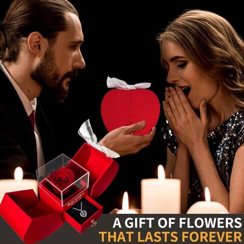 Mothers Day Gifts,Forever Flowers Gifts for Women, Mom, Grandma,Girlfriend,Wife，Preserved Real Rose with Necklace,Birthday Valentines Day Christmas Anniversary,Thanksgiving in Saudi Arabia