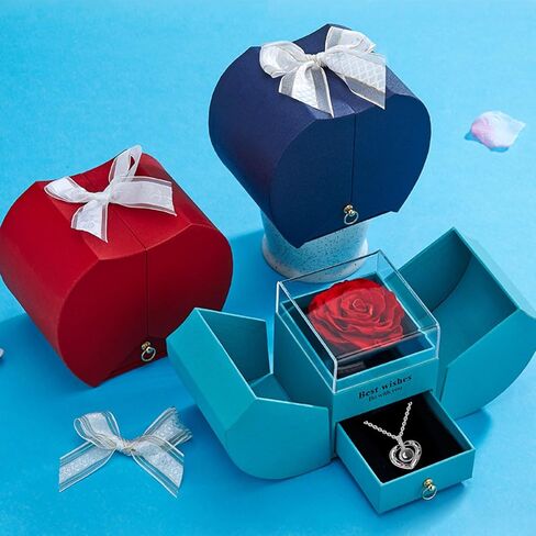 Mothers Day Gifts,Forever Flowers Gifts for Women, Mom, Grandma,Girlfriend,Wife，Preserved Real Rose with Necklace,Birthday Valentines Day Christmas Anniversary,Thanksgiving in Saudi Arabia