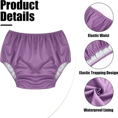 6 Pcs Adult Leakproof Incontinence Underwear for Women Men Pull on Cover Pant Washable Underpants Reusable Plastic Diaper Covers for Disabled, Elderly, Postpartum (Assorted Color,Medium) in Saudi Arabia