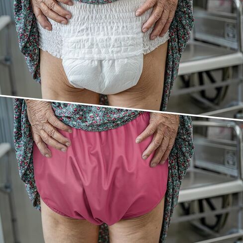 6 Pcs Adult Leakproof Incontinence Underwear for Women Men Pull on Cover Pant Washable Underpants Reusable Plastic Diaper Covers for Disabled, Elderly, Postpartum (Assorted Color,Medium) in Saudi Arabia