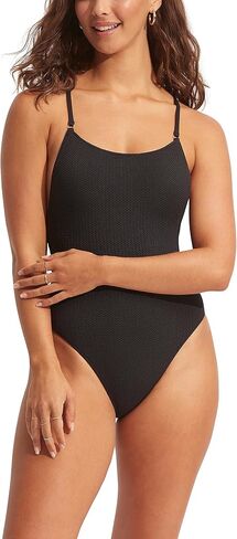 Seafolly Women's Square Neck High Legline One Piece Swimsuit in Kuwait