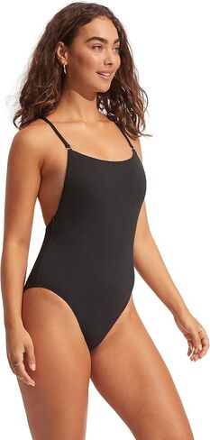 Seafolly Women's Square Neck High Legline One Piece Swimsuit in Kuwait
