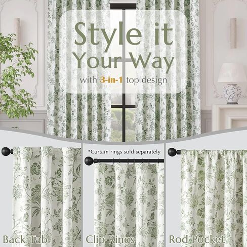 Vangao Blackout Floral Curtains 84 Inches Long, Printed Flower Blue Blackout Drapes for Bedroom Rod Pocket Back Tab Full Blackout Curtain Thermal Window Drape, 2 Panels Blue and White in Saudi Arabia