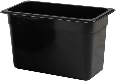 وعاء طعام Thunder Group PLPA8138BK، مقاس 1/3، عمق 8 بوصة، مقاوم للكسر والخدش، آمن للاستخدام في غسالة الأطباق، بولي كربونات، أسود، NSF، عبوة من 6 قطع in Kuwait