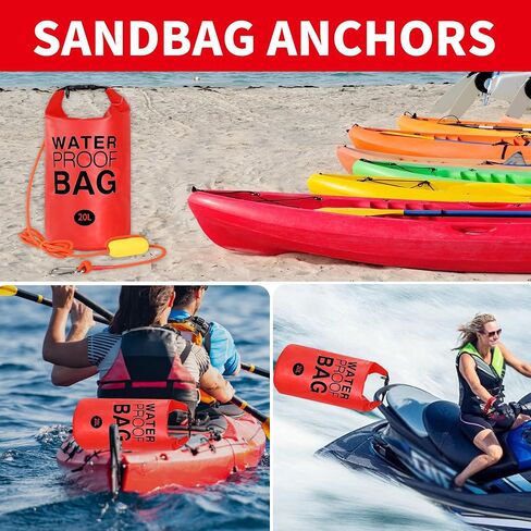 500D Sand Anchor for Small Boats, Power Watercrafts, 2 in 1 PWC Jet Ski Anchor Kit with Adjustable Buoy, Waterproof Dry Bag for Jet Ski, Kayak, Boat, Hiking Foldable Sandbags in Saudi Arabia